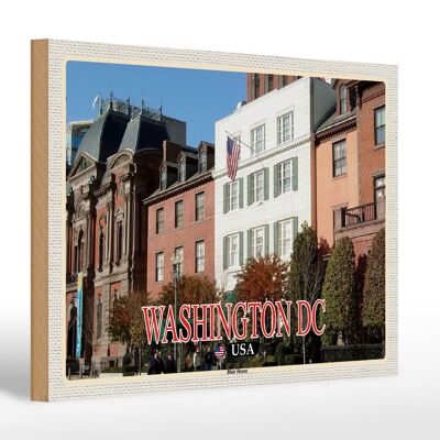 Cartel de madera viaje 30x20cm Washington DC EE.UU. Blair House Guesthouse