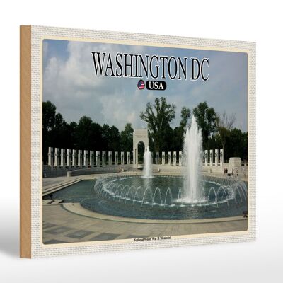Cartel de madera de viaje 30x20cm Washington DC Estados Unidos Memorial Nacional de la Segunda Guerra Mundial
