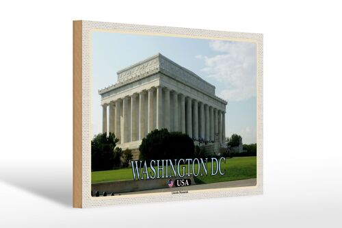 Holzschild Reise 30x20cm Washington DC USA Lincoln Memorial Deko