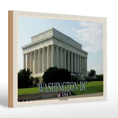 Letrero de madera viaje 30x20cm Washington DC EE.UU. Decoración Memorial Lincoln