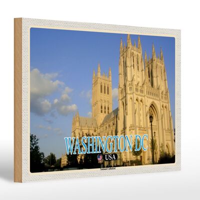Cartel de madera viaje 30x20cm decoración Catedral Nacional Washington DC USA