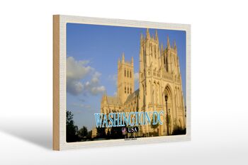 Panneau en bois voyage 30x20cm, décoration de la cathédrale nationale de Washington DC USA 1