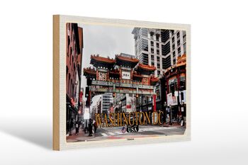 Panneau en bois voyage 30x20cm Washington DC USA Chinatown 1