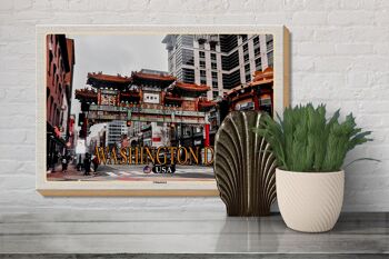 Panneau en bois voyage 30x20cm Washington DC USA Chinatown 3