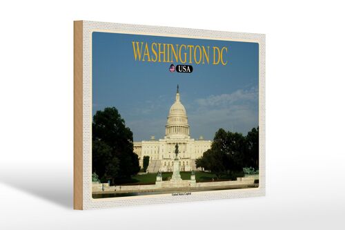 Holzschild Reise 30x20cm Washington DC USA United States Capitol