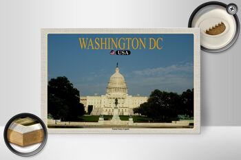 Panneau en bois voyage 30x20cm Washington DC USA Capitole des États-Unis 2