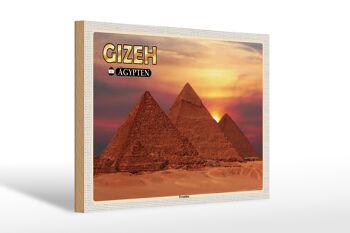 Panneau en bois voyage 30x20cm pyramides de Gizeh Egypte cadeau 1