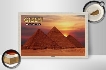 Panneau en bois voyage 30x20cm pyramides de Gizeh Egypte cadeau 2
