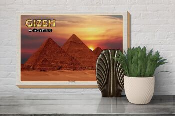 Panneau en bois voyage 30x20cm pyramides de Gizeh Egypte cadeau 3