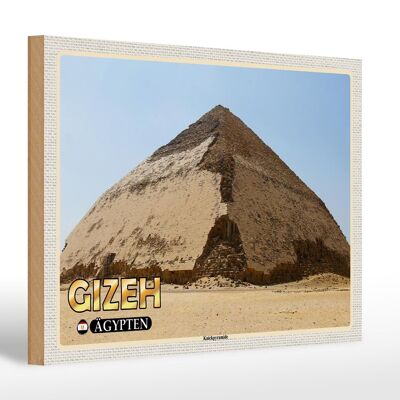 Cartello in legno da viaggio 30x20 cm Giza Egitto Piramide piegata
