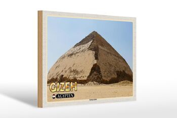 Panneau en bois voyage 30x20cm Pyramide courbée de Gizeh Egypte 1