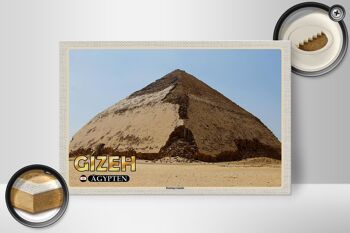 Panneau en bois voyage 30x20cm Pyramide courbée de Gizeh Egypte 2