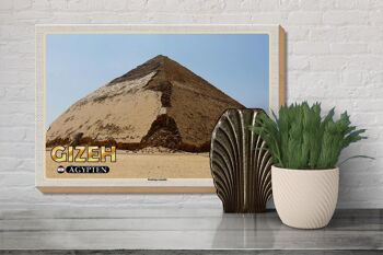 Panneau en bois voyage 30x20cm Pyramide courbée de Gizeh Egypte 3
