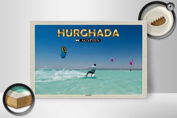 Panneau en bois voyage 30x20cm Hurghada Egypte kitesurfer décoration de vacances 2