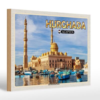 Cartello in legno da viaggio 30x20 cm Hurghada Egitto Abdel Moneim Riad Moschea