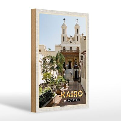 Cartel de madera viaje 20x30cm El Cairo Egipto iglesia colgante