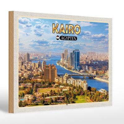 Cartel de madera viaje 30x20cm El Cairo Egipto Río Nilo regalo