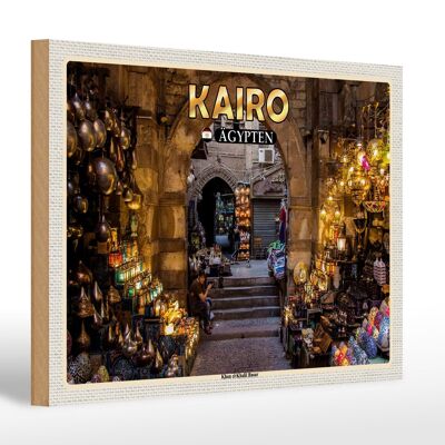 Cartel de madera viaje 30x20cm El Cairo Egipto Bazar Khan el-Khalil