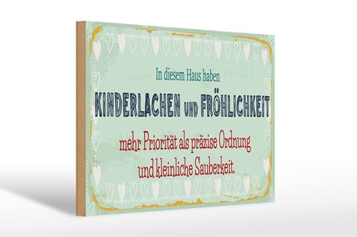 Holzschild Spruch 30x20cm Kinderlachen und Fröhlichkeit