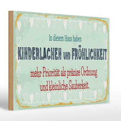 Holzschild Spruch 30x20cm Kinderlachen und Fröhlichkeit