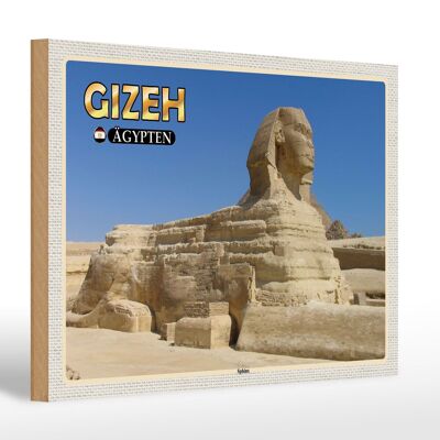 Cartel de madera viaje 30x20cm Giza Egipto Esfinge regalo