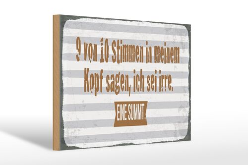 Holzschild Spruch 30x20cm 9 von 10 Stimmen in meinem Kopf