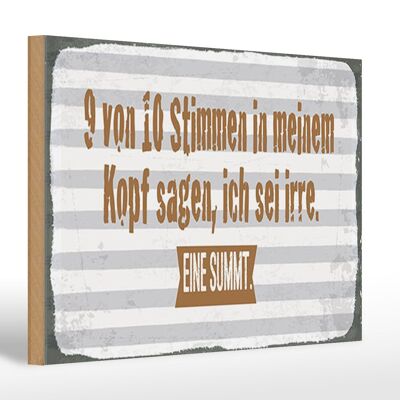 Holzschild Spruch 30x20cm 9 von 10 Stimmen in meinem Kopf