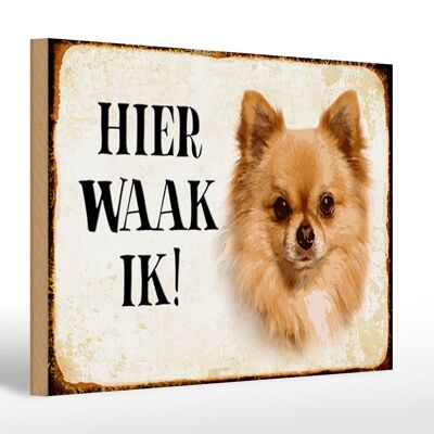 Cartello in legno con scritta "Olandese Here Waak ik Chihuahua" 30x20 cm