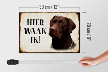 Panneau en bois disant 30x20cm Dutch Here Waak ik brown Labrador 4