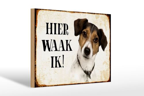 Holzschild Spruch 30x20cm holländisch Hier Waak ik Jack Russell Terrier