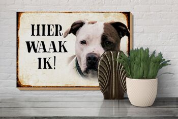 Panneau en bois disant 30x20cm Dutch Here Waak ik American Pitbull Terrier 3