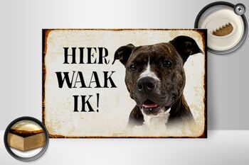 Panneau en bois disant 30x20cm Dutch Here Waak ik Pitbull Terrier 2