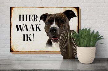 Panneau en bois disant 30x20cm Dutch Here Waak ik Pitbull Terrier 3