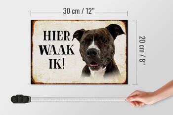 Panneau en bois disant 30x20cm Dutch Here Waak ik Pitbull Terrier 4