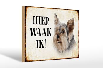 Panneau en bois disant 30x20cm Dutch Here Waak ik Yorkshire Terrier décoration de chien 1