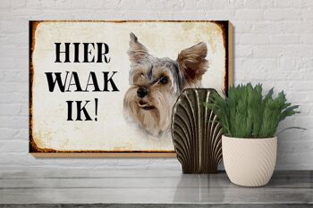 Panneau en bois disant 30x20cm Dutch Here Waak ik Yorkshire Terrier décoration de chien 3