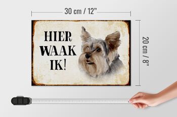Panneau en bois disant 30x20cm Dutch Here Waak ik Yorkshire Terrier décoration de chien 4