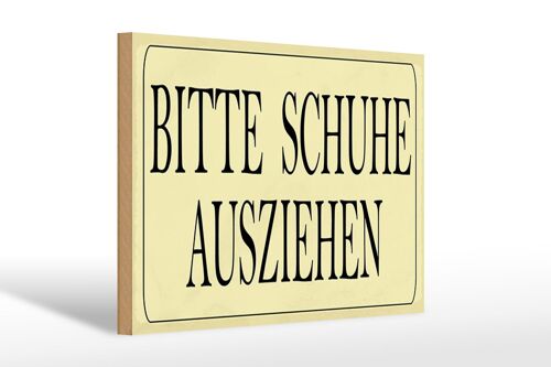 Holzschild Hinweis 30x20cm Bitte Schuhe ausziehen