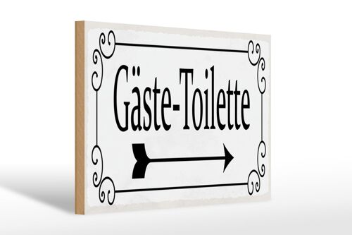 Holzschild Hinweis 30x20cm Gäste-Toilette rechts Pfeil