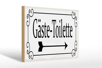 Panneau en bois note 30x20cm toilettes invités flèche droite 1