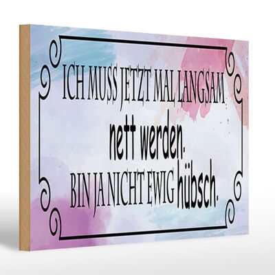 Holzschild Spruch 30x20cm ich muss mal langsam nett werden