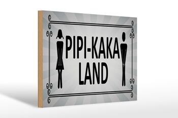 Panneau signalétique en bois 30x20cm Pipi-Kaka Land toilettes 1