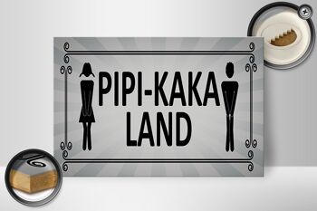 Panneau signalétique en bois 30x20cm Pipi-Kaka Land toilettes 2