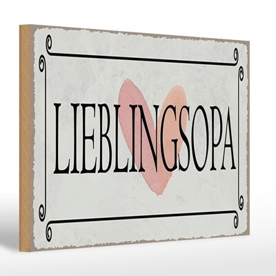 Holzschild Hinweis 30x20cm Lieblingsopa Herz Geschenk