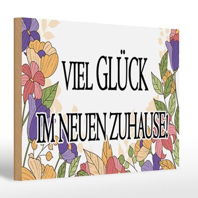 Wooden sign note 30x20cm good luck in your new home