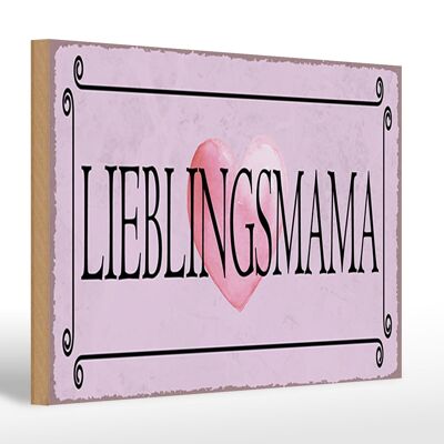 Cartello in legno con nota 30x20 cm, regalo cuore preferito della mamma