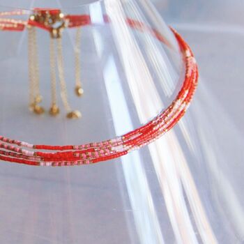 Miyuki necklace red/salmon/nude/gold 2