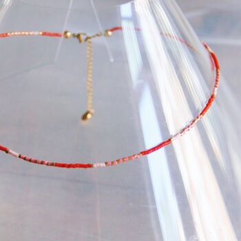 Miyuki necklace red/salmon/nude/gold 3
