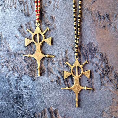 Long necklace with colored Berber cross
