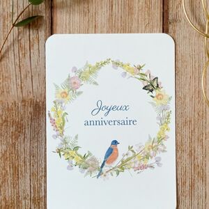 carte postale couronne aquarelle - Joyeux anniversaire